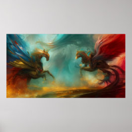 Dos caballos galopando arte abstracto moderno 2 po