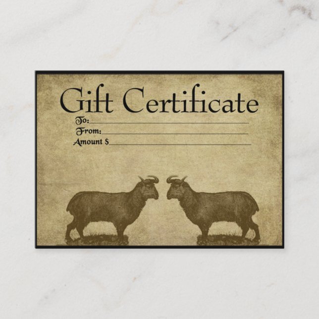 Dos Cabras de Ol'- Tarjetas de certificado de rega (Anverso)