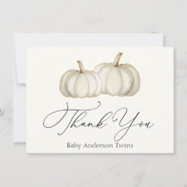 Dos calabazas blancas y doradas Tarjeta de nota de