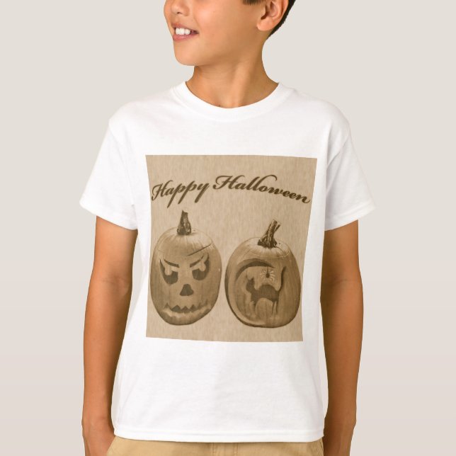 Dos calabazas feliz camiseta de Halloween (Anverso)