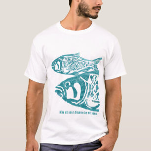 Dos camisetas azules de la impresión de bloque de