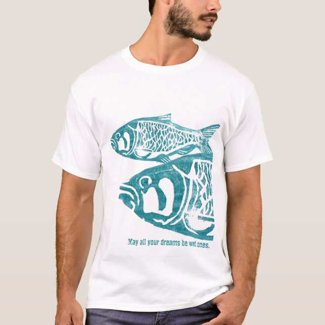 Dos camisetas azules de la impresión de bloque de (Anverso)