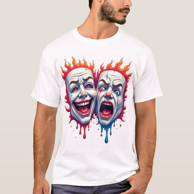 Dos caras de la vida - Camiseta de la máscara de l (Anverso)