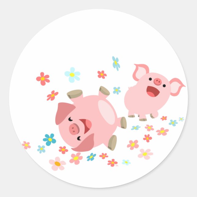 Dos cerdos Personalizados de cerdo en Pegatina de  (Anverso)