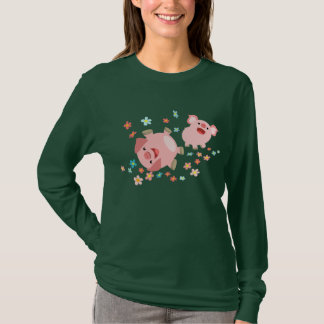 Dos cerdos Personalizados en camiseta de primavera