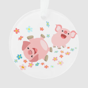 Dos cerdos Personalizados en ornamento acrílico de