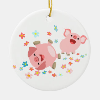 Dos cerdos Personalizados en ornamento de primaver