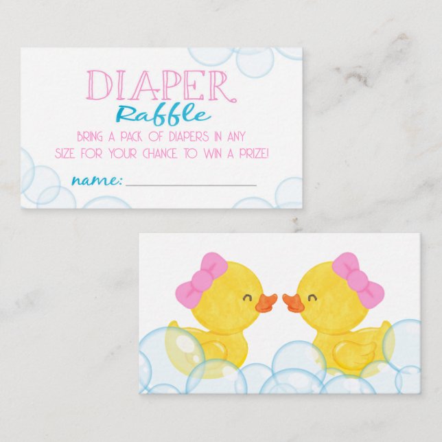Dos Chicas de goma Diaper Raffle Insertar Tarjetas (Anverso / Reverso)
