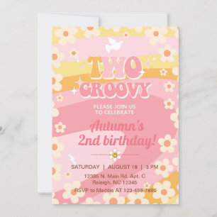 Dos chicas de Groovy Invitación de cumpleaños, inv