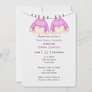 Dos Chicas gemelos en la invitación de Clothesline