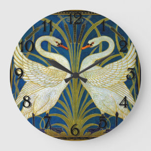 Dos cisnes art decó reloj de pared acrílico
