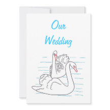 Dos cisnes nadando Invitaciones a la boda de dibuj