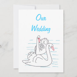 Dos cisnes nadando Invitaciones a la boda de dibuj