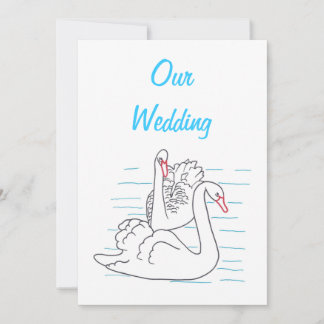 Dos cisnes nadando Invitaciones a la boda de dibuj