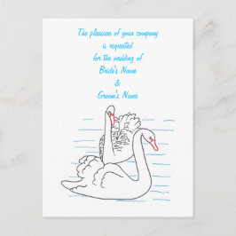 Dos Cisnes Negros Dibujando Bodas Invitan Postales