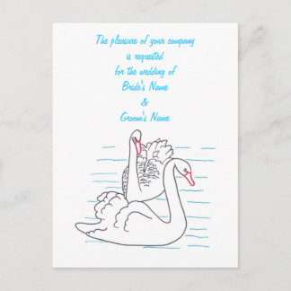 Dos Cisnes Negros Dibujando Bodas Invitan Postales