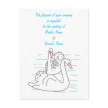 Dos Cisnes Negros Dibujando Bodas Invitan Postales
