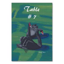 Dos cisnes negros nadando Tarjetas de número de me