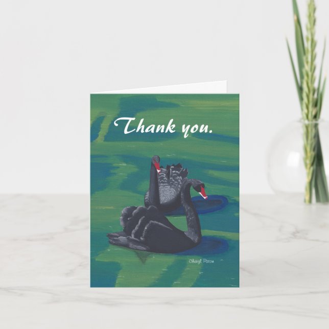 Dos Cisnes Negros Nadando Tarjetas Gracias (Anverso)