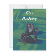 Dos cisnes negros que nadan invitaciones a la boda