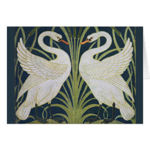 Dos cisnes vintage nouveau Birds