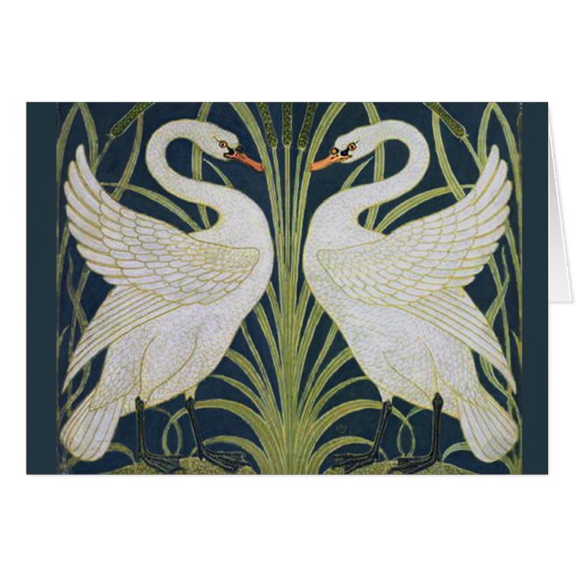 Dos cisnes vintage nouveau Birds (Anverso (Horizontal))