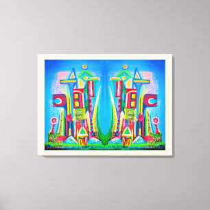 Dos ciudades futuras: lienzo de arte