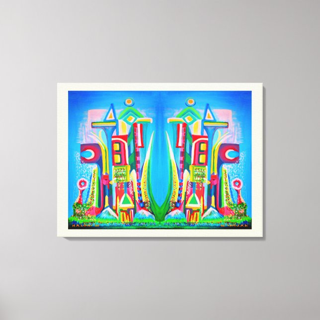 Dos ciudades futuras: lienzo de arte (Anverso)