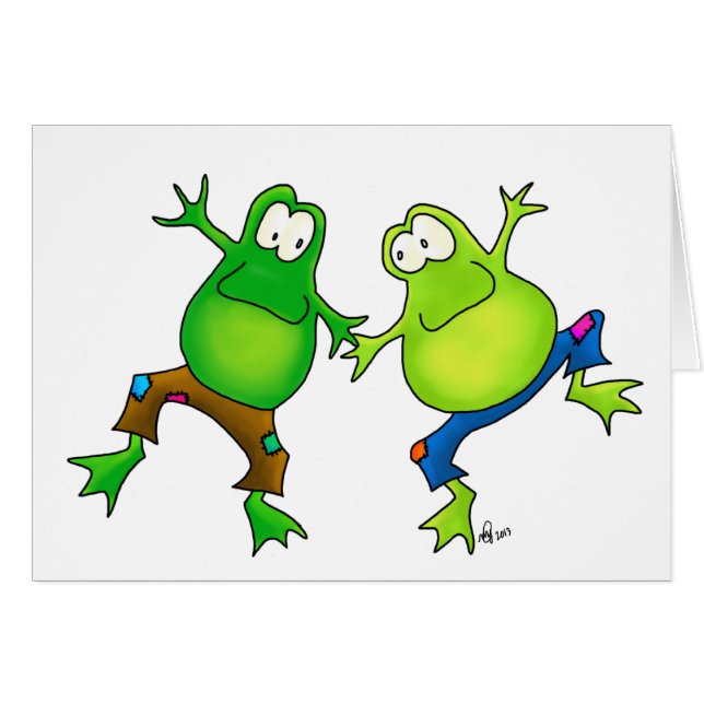 Dos compinches de salto felices de la rana (Anverso (Horizontal))