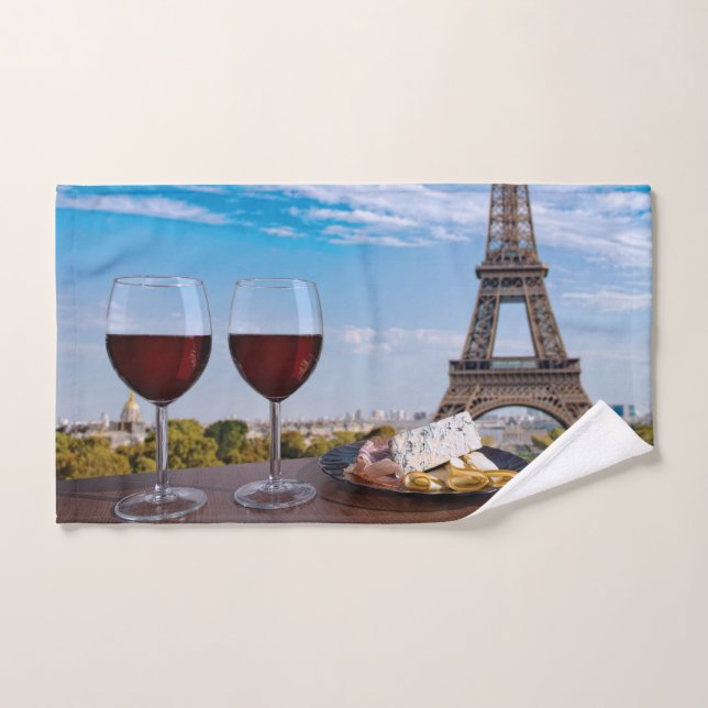 Dos copas de vino en un café en París (Toalla de mano)