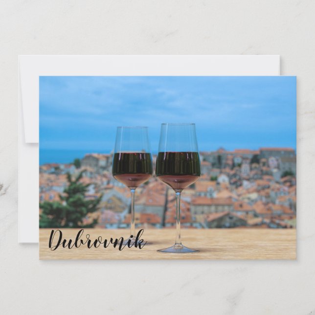 Dos copas de vino tinto con vistas a Dubrovnik (Anverso)