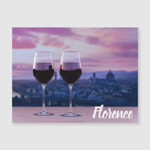 Dos copas de vino tinto en el horizonte de Florenc