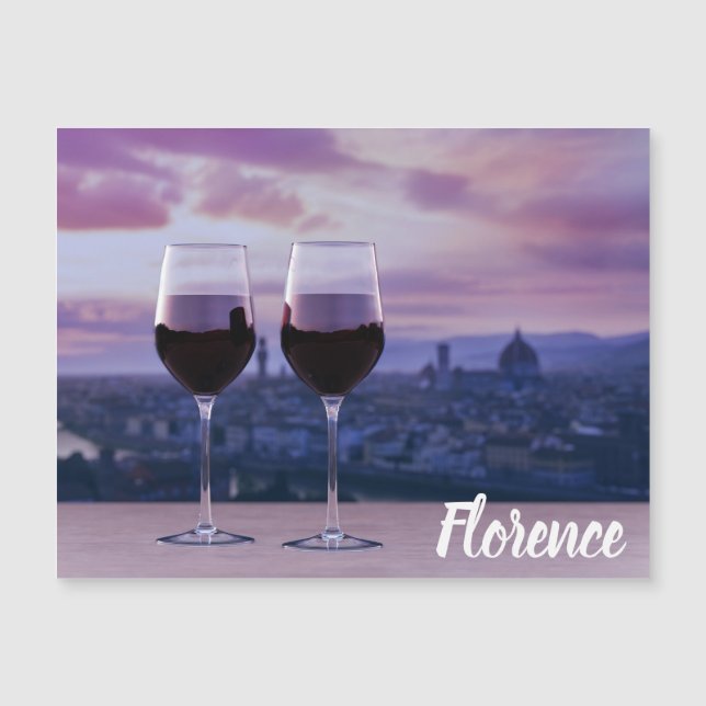 Dos copas de vino tinto en el horizonte de Florenc (Anverso)