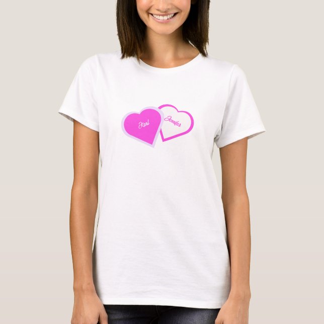 Dos corazones como camiseta blanca de una mujer (Anverso)