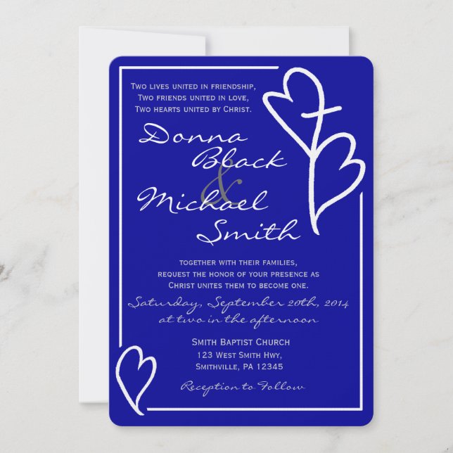 Dos corazones cruzan invitaciones religiosas de la (Anverso)