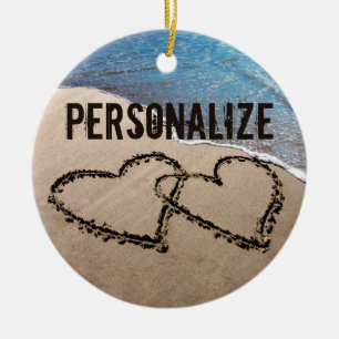 Dos Corazones En El Ornamento De Arena