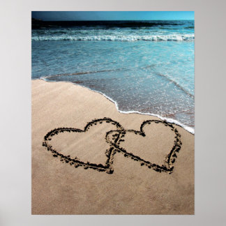 Dos Corazones En La Impresión De Un Gran Poster De