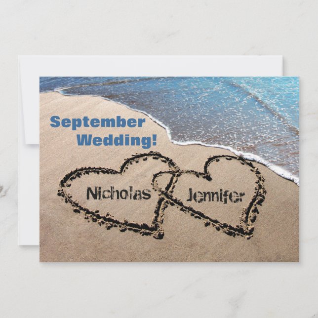 Dos Corazones En La Invitación A La Boda De Verano (Anverso)