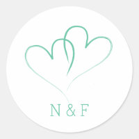 Dos corazones entrelazados - Boda Pegatina redondo