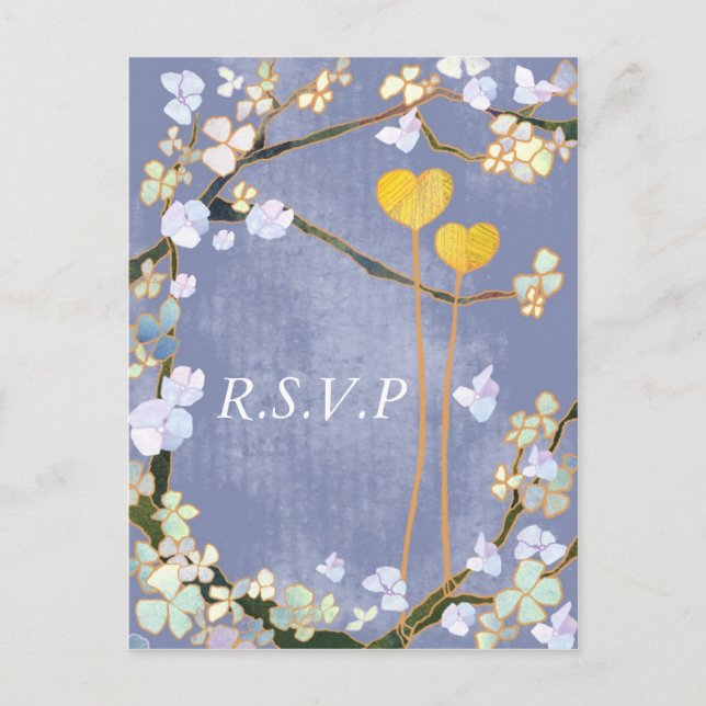 Dos corazones: Postales RSVP de boda (Anverso)