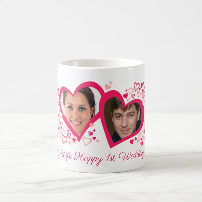 Dos corazones primer boda de la foto de la taza de (Centro)