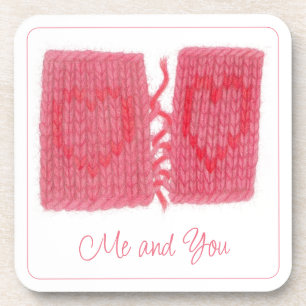 DOS CORAZONES TEJIDOS Posavasos de plástico duro +