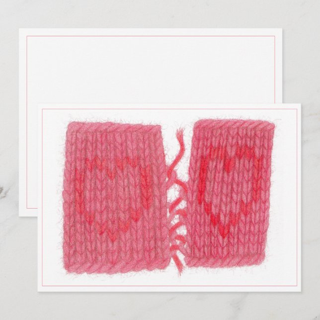 DOS CORAZONES TEJIDOS Tarjeta Plana 5x7 (Anverso / Reverso)