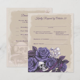 Dos Corazones Un Amor, RSVP de Boda Gótica Púrpura
