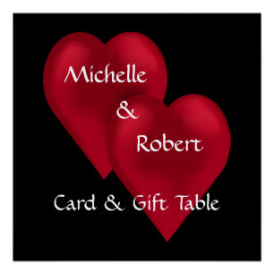 Dos corazones un Boda de amor Poster de mesa de re