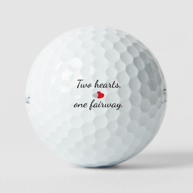 'Dos Corazones, Un Fairway' Bodas Bolas de Golf pa (Anverso)
