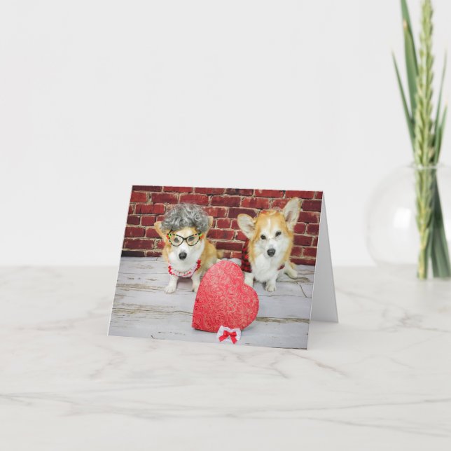 Dos Corgis con tarjeta de felicitación de Candy Va (Anverso)