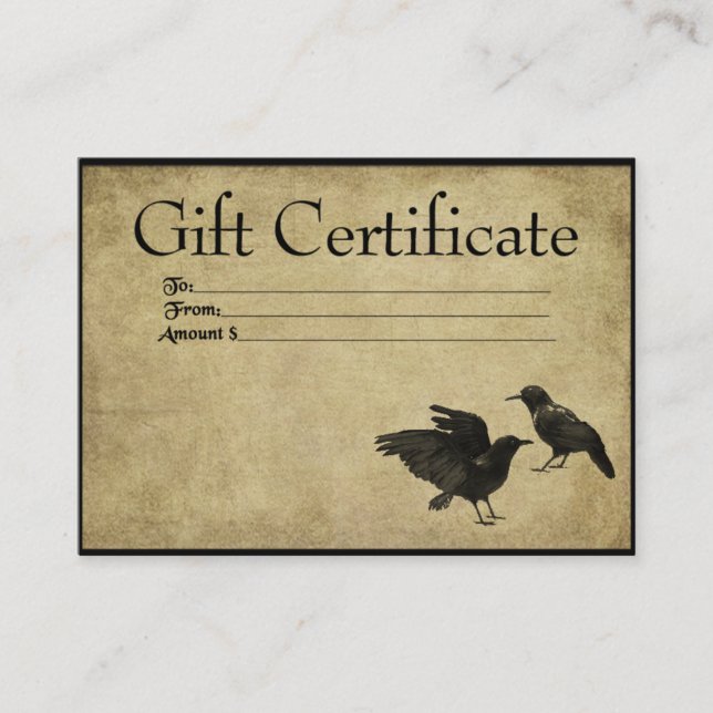 Dos cuervos - Tarjetas de certificado de regalo de (Anverso)