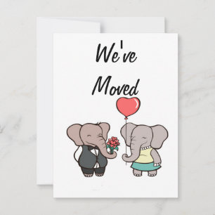 Dos Cute elefante cambio de tarjeta de dirección