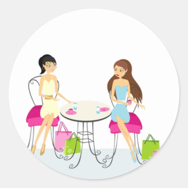 Dos damas en los Pegatinas del café (Anverso)